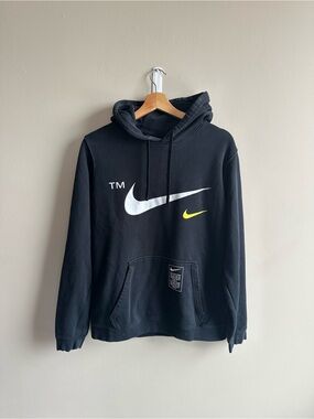 Nike Black Hoodie with White and Yellow Swooshes
